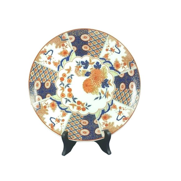 Asian Decor Plate Rep. of China Floral Design Chop Marked - Picture 1 of 7
